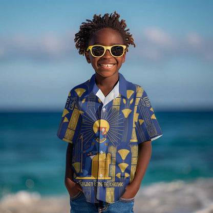 Amun Kid Hawaiian Shirt Ancient Egyptian Hieroglyphic, Pharaoh and Scarab - African Pride