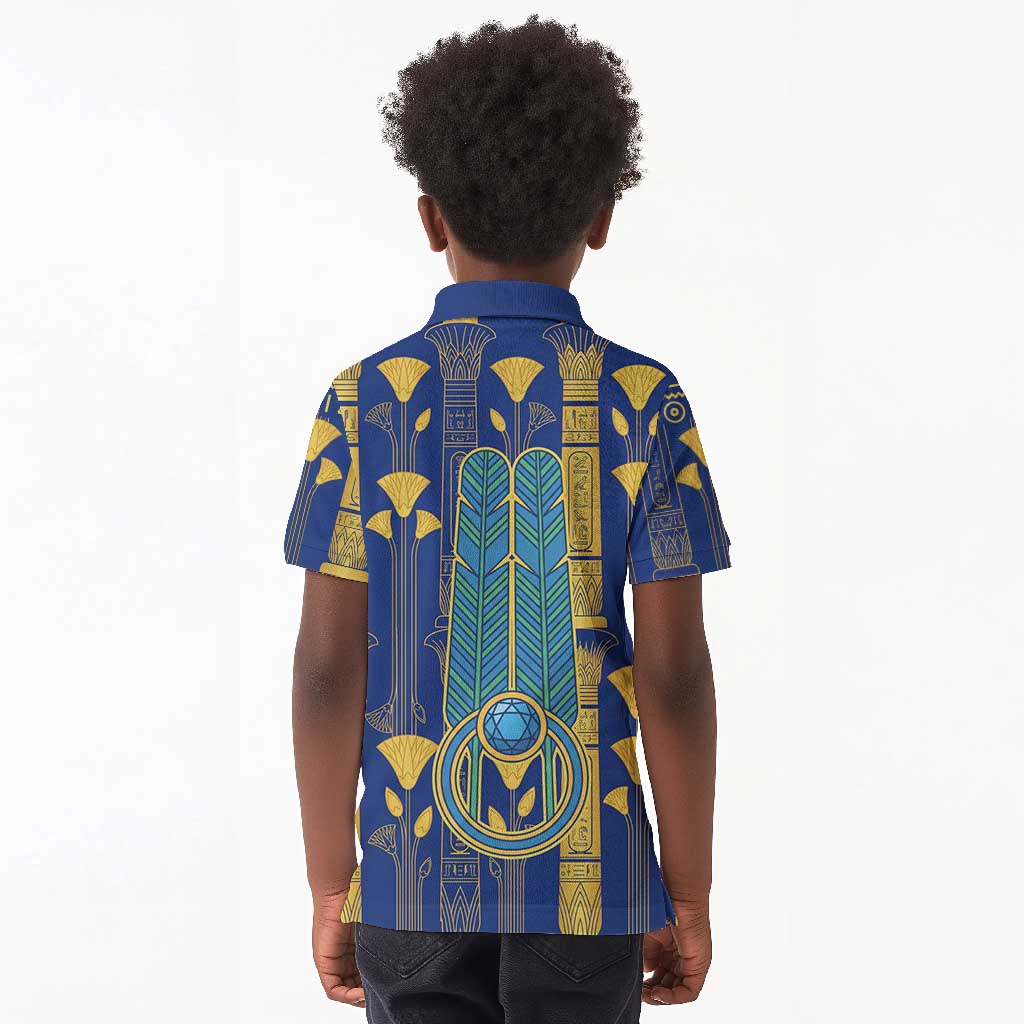 Amun Kid Polo Shirt Ancient Egyptian Hieroglyphic, Pharaoh and Scarab - African Pride