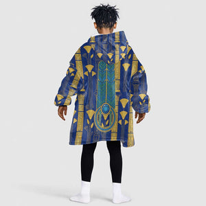 Amun Kid Wearable Blanket Hoodie Ancient Egyptian Hieroglyphic, Pharaoh and Scarab - African Pride