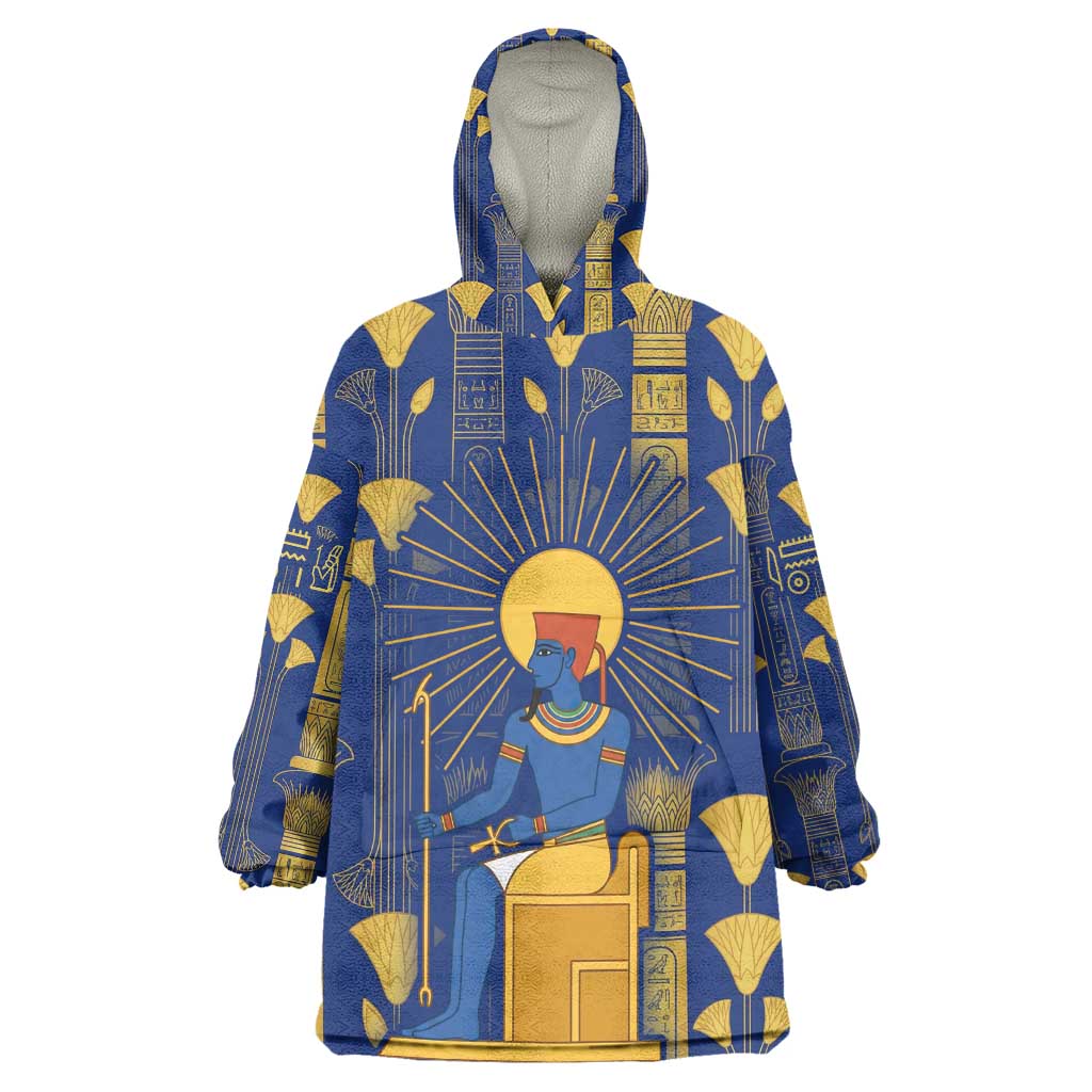 Amun Kid Wearable Blanket Hoodie Ancient Egyptian Hieroglyphic, Pharaoh and Scarab - African Pride