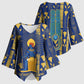Amun Kimono Sleeve Blouse Ancient Egyptian Hieroglyphic, Pharaoh and Scarab - African Pride