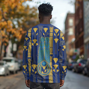 Amun Long Sleeve Shirt Ancient Egyptian Hieroglyphic, Pharaoh and Scarab - African Pride