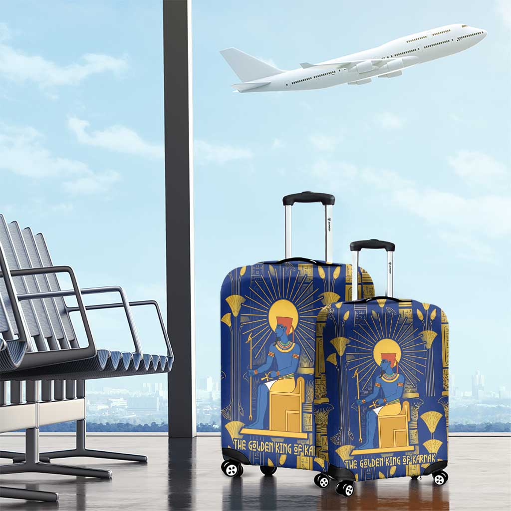 Amun Luggage Cover Ancient Egyptian Hieroglyphic, Pharaoh and Scarab - African Pride