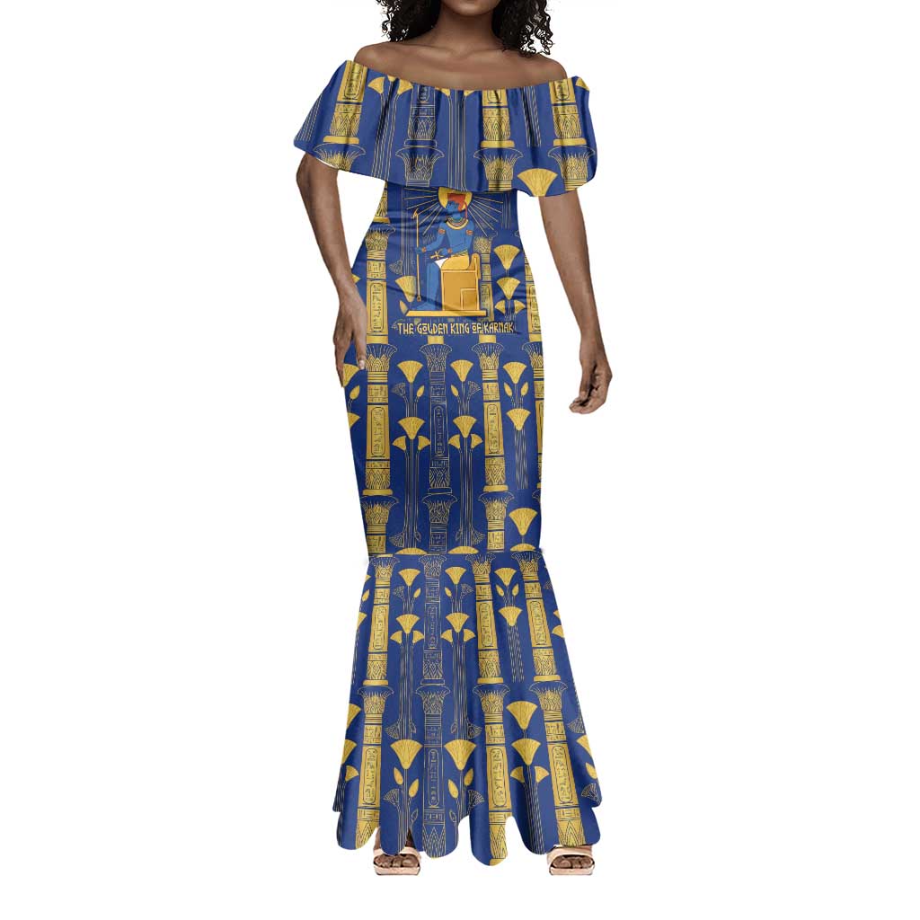 Amun Mermaid Dress Ancient Egyptian Hieroglyphic, Pharaoh and Scarab - African Pride
