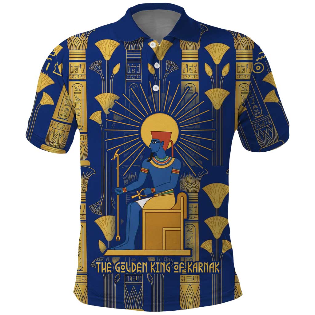 Amun Polo Shirt Ancient Egyptian Hieroglyphic, Pharaoh and Scarab - African Pride