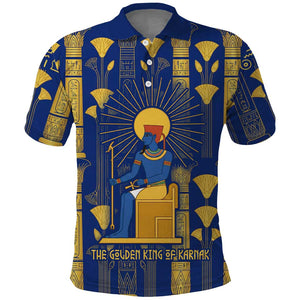 Amun Polo Shirt Ancient Egyptian Hieroglyphic, Pharaoh and Scarab - African Pride