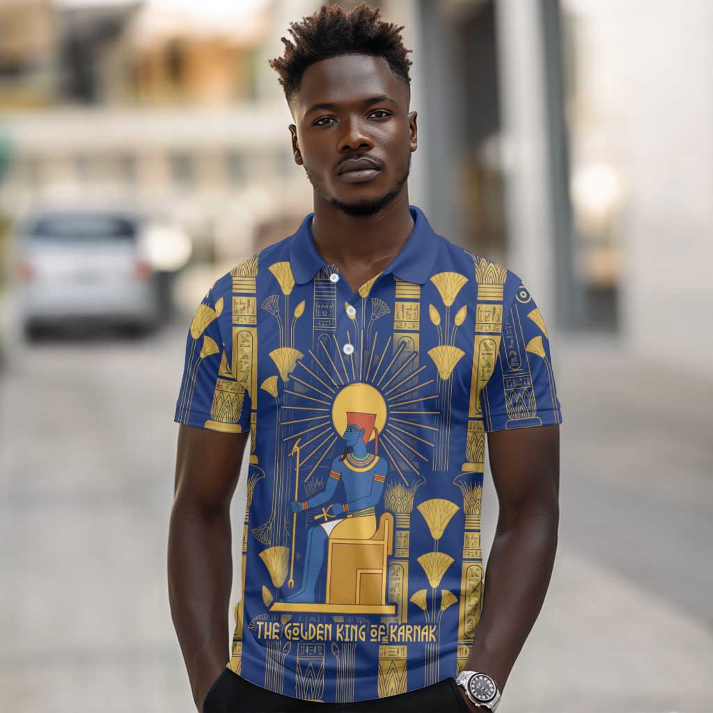 Amun Polo Shirt Ancient Egyptian Hieroglyphic, Pharaoh and Scarab - African Pride