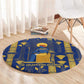 Amun Round Carpet Ancient Egyptian Hieroglyphic, Pharaoh and Scarab - African Pride