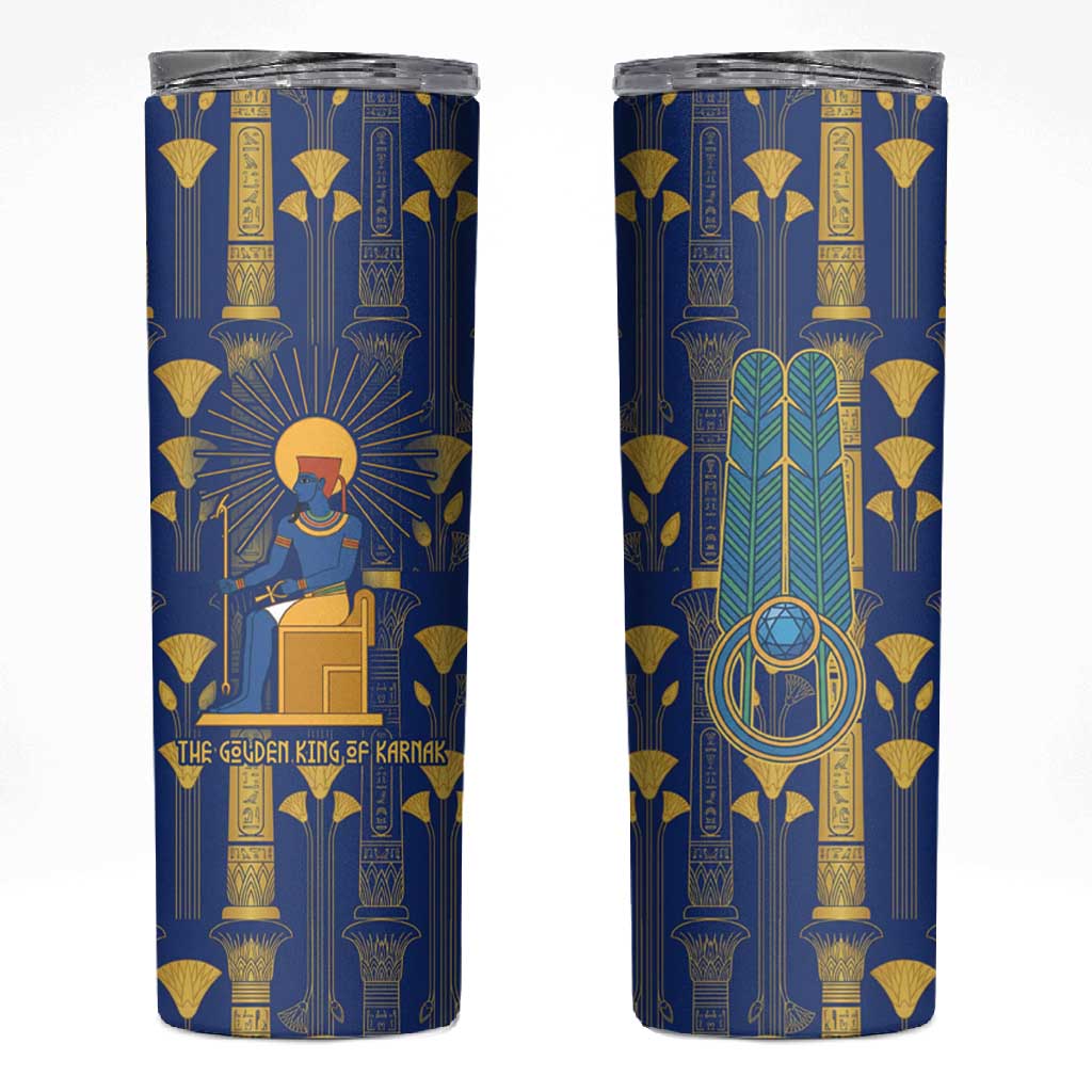 Amun Skinny Tumbler Ancient Egyptian Hieroglyphic, Pharaoh and Scarab - African Pride