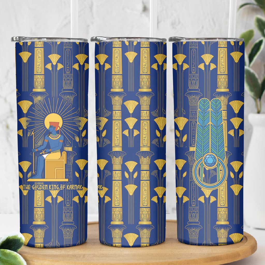 Amun Skinny Tumbler Ancient Egyptian Hieroglyphic, Pharaoh and Scarab - African Pride