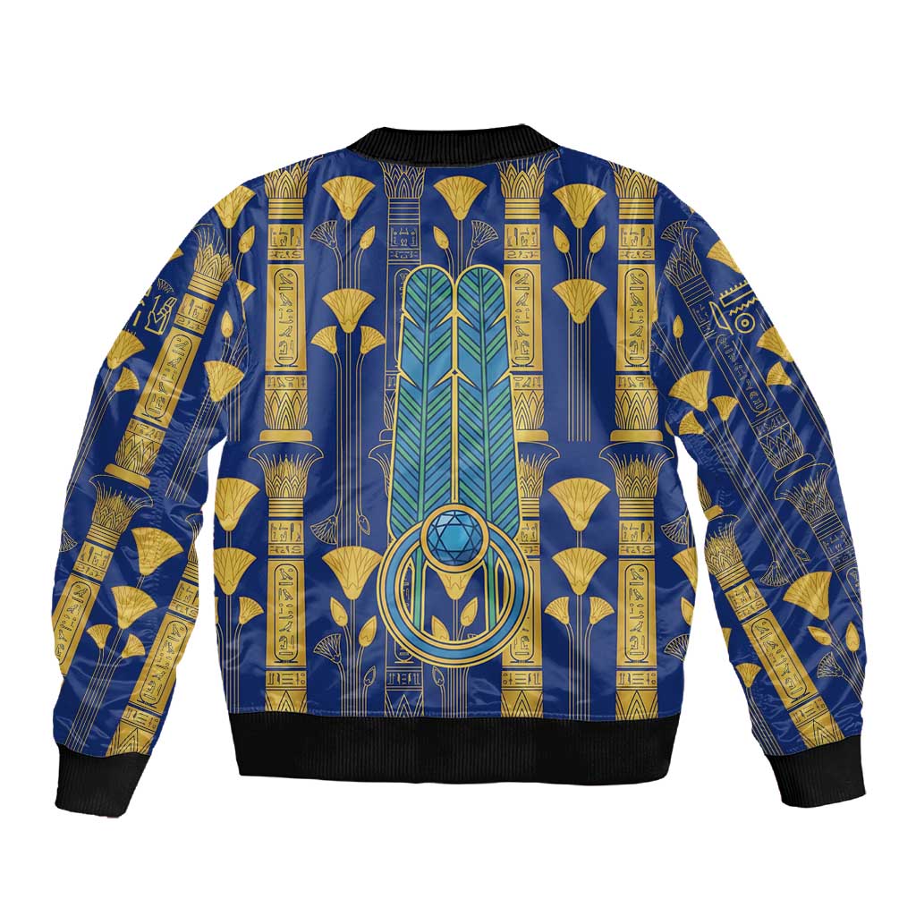 Amun Sleeve Zip Bomber Jacket Ancient Egyptian Hieroglyphic, Pharaoh and Scarab - African Pride