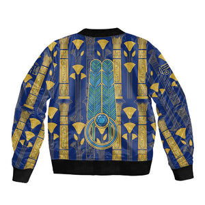 Amun Sleeve Zip Bomber Jacket Ancient Egyptian Hieroglyphic, Pharaoh and Scarab - African Pride