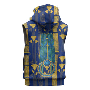 Amun Sleeveless Zip Hoodie Ancient Egyptian Hieroglyphic, Pharaoh and Scarab - African Pride