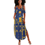 Amun Summer Maxi Dress Ancient Egyptian Hieroglyphic, Pharaoh and Scarab - African Pride