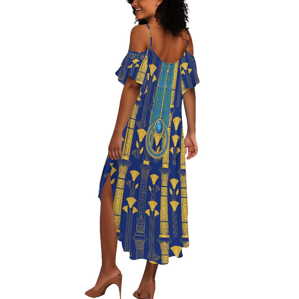 Amun Summer Maxi Dress Ancient Egyptian Hieroglyphic, Pharaoh and Scarab - African Pride