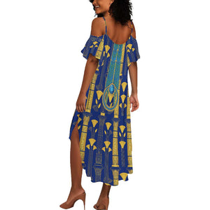 Amun Summer Maxi Dress Ancient Egyptian Hieroglyphic, Pharaoh and Scarab - African Pride