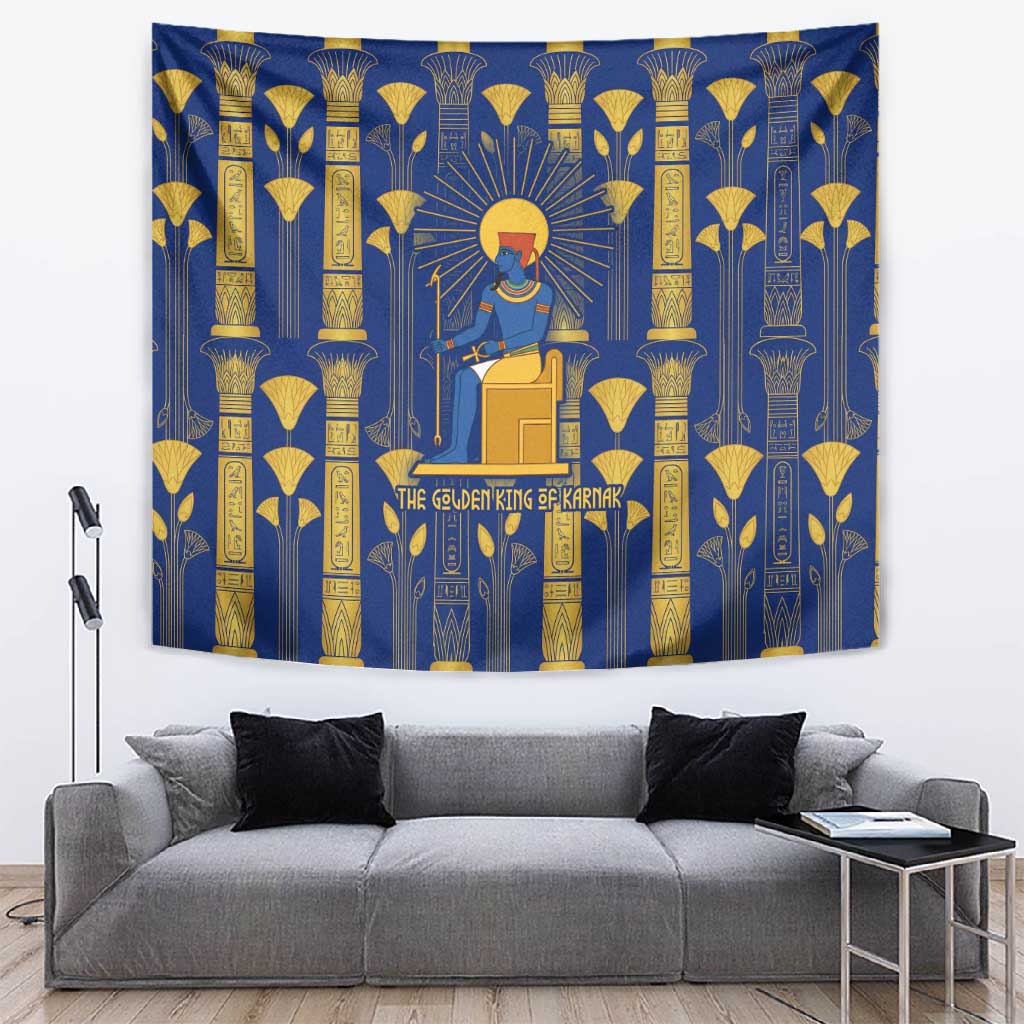 Amun Tapestry Ancient Egyptian Hieroglyphic, Pharaoh and Scarab - African Pride