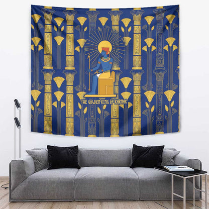 Amun Tapestry Ancient Egyptian Hieroglyphic, Pharaoh and Scarab - African Pride