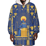 Amun Wearable Blanket Hoodie Ancient Egyptian Hieroglyphic, Pharaoh and Scarab - African Pride