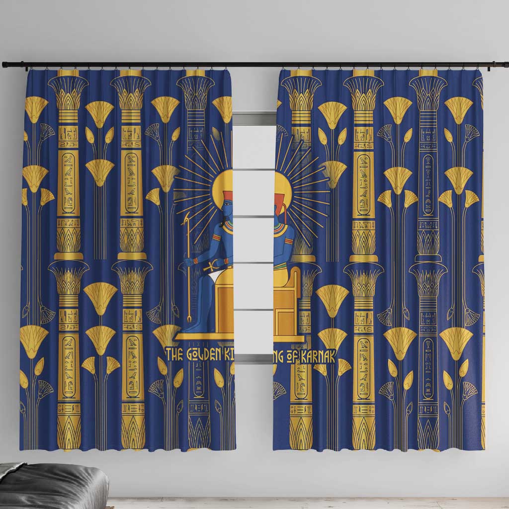Amun Window Curtain Ancient Egyptian Hieroglyphic, Pharaoh and Scarab - African Pride