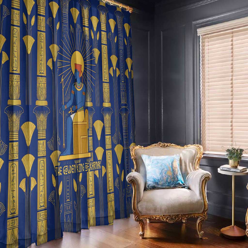 Amun Window Curtain Ancient Egyptian Hieroglyphic, Pharaoh and Scarab - African Pride