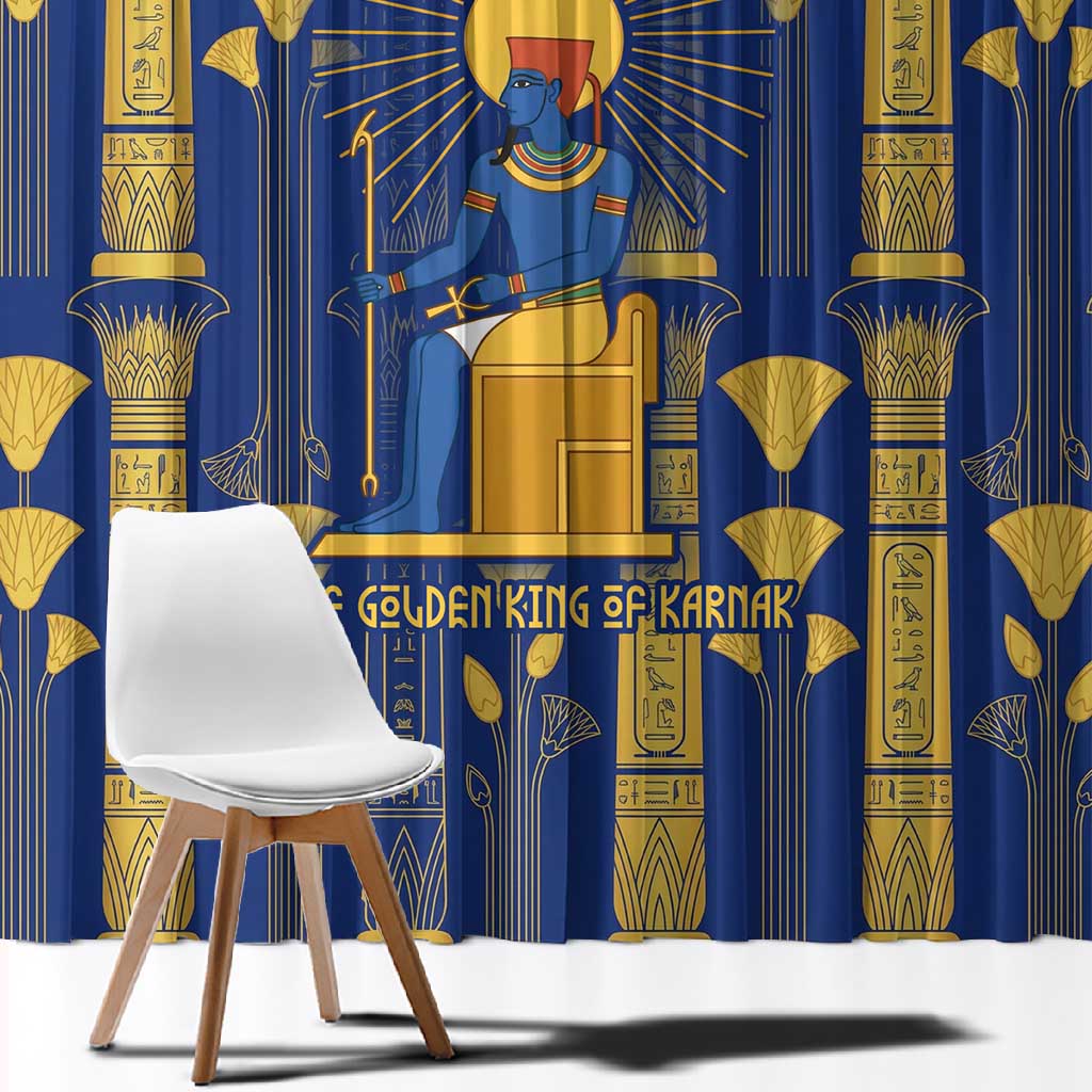 Amun Window Curtain Ancient Egyptian Hieroglyphic, Pharaoh and Scarab - African Pride