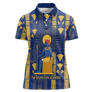 Amun Women Polo Shirt Ancient Egyptian Hieroglyphic, Pharaoh and Scarab - African Pride