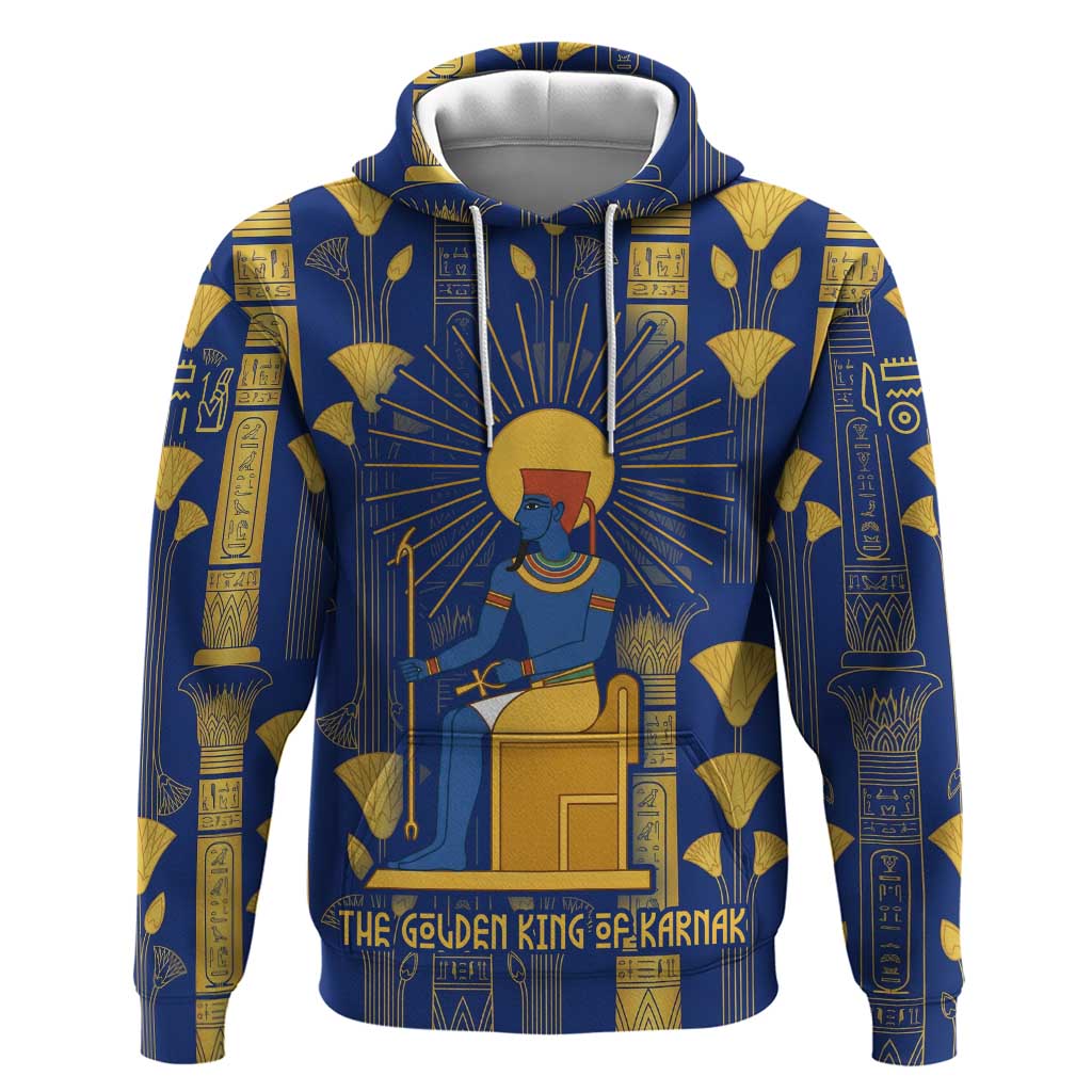 Amun Zip Hoodie Ancient Egyptian Hieroglyphic, Pharaoh and Scarab - African Pride