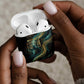 Amun Ancient Egyptian AirPods Case with Mystical Smoke Swirl Pattern, Fiery Ram Head, and Hieroglyphic - African Pride
