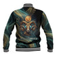 Amun Ancient Egyptian Baseball Jacket with Mystical Smoke Swirl Pattern, Fiery Ram Head, and Hieroglyphic - African Pride