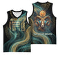 Amun Ancient Egyptian Basketball Jersey with Mystical Smoke Swirl Pattern, Fiery Ram Head, and Hieroglyphic - African Pride