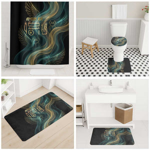 Amun Ancient Egyptian Bathroom Set with Mystical Smoke Swirl Pattern, Fiery Ram Head, and Hieroglyphic - African Pride