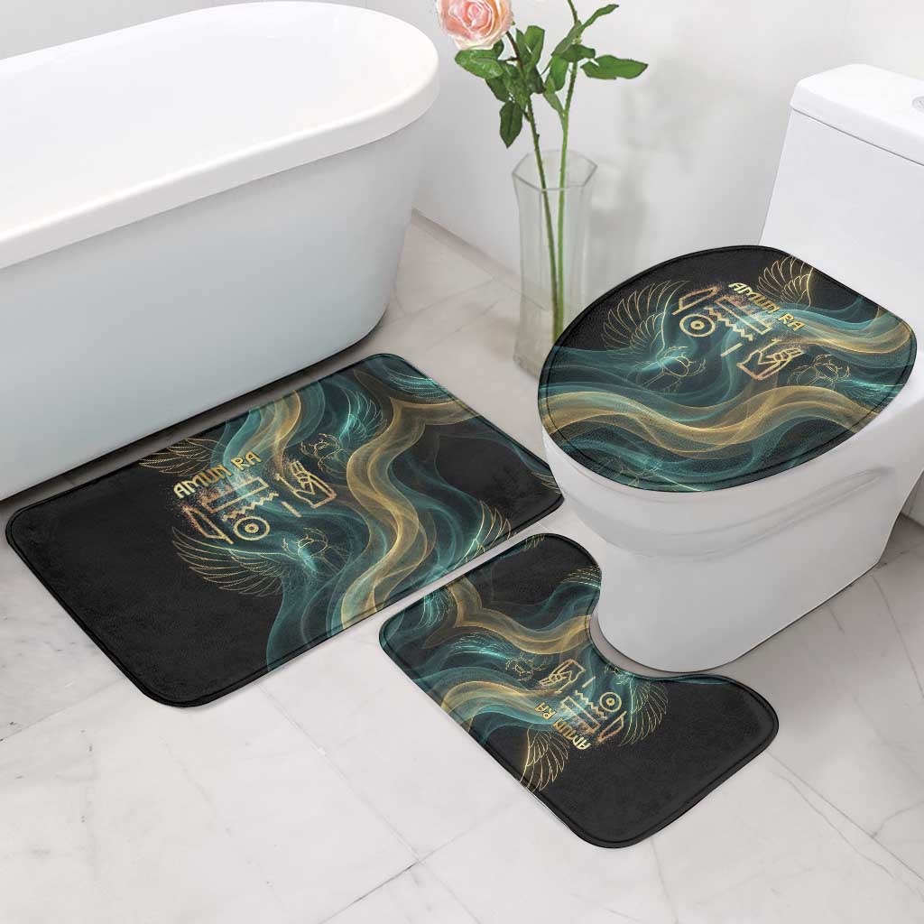 Amun Ancient Egyptian Bathroom Set with Mystical Smoke Swirl Pattern, Fiery Ram Head, and Hieroglyphic - African Pride