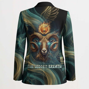 Amun Ancient Egyptian Blazer with Mystical Smoke Swirl Pattern, Fiery Ram Head, and Hieroglyphic - African Pride