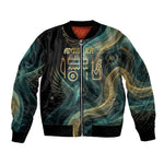 Amun Ancient Egyptian Bomber Jacket with Mystical Smoke Swirl Pattern, Fiery Ram Head, and Hieroglyphic - African Pride