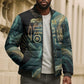 Amun Ancient Egyptian Bomber Puffer Jacket with Mystical Smoke Swirl Pattern, Fiery Ram Head, and Hieroglyphic - African Pride