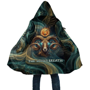 Amun Ancient Egyptian Cloak with Mystical Smoke Swirl Pattern, Fiery Ram Head, and Hieroglyphic - African Pride
