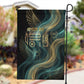 Amun Ancient Egyptian Garden Flag with Mystical Smoke Swirl Pattern, Fiery Ram Head, and Hieroglyphic - African Pride