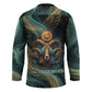 Amun Ancient Egyptian Hockey Jersey with Mystical Smoke Swirl Pattern, Fiery Ram Head, and Hieroglyphic - African Pride