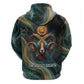 Amun Ancient Egyptian Hoodie with Mystical Smoke Swirl Pattern, Fiery Ram Head, and Hieroglyphic - African Pride
