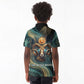 Amun Ancient Egyptian Kid Polo Shirt with Mystical Smoke Swirl Pattern, Fiery Ram Head, and Hieroglyphic - African Pride