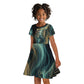 Amun Ancient Egyptian Kid Short Sleeve Dress with Mystical Smoke Swirl Pattern, Fiery Ram Head, and Hieroglyphic - African Pride