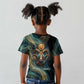 Amun Ancient Egyptian Kid T shirt with Mystical Smoke Swirl Pattern, Fiery Ram Head, and Hieroglyphic - African Pride
