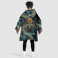 Amun Ancient Egyptian Kid Wearable Blanket Hoodie with Mystical Smoke Swirl Pattern, Fiery Ram Head, and Hieroglyphic - African Pride