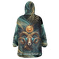 Amun Ancient Egyptian Kid Wearable Blanket Hoodie with Mystical Smoke Swirl Pattern, Fiery Ram Head, and Hieroglyphic - African Pride