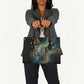 Amun Ancient Egyptian Leather Bag with Mystical Smoke Swirl Pattern, Fiery Ram Head, and Hieroglyphic - African Pride