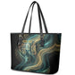 Amun Ancient Egyptian Leather Tote Bag with Mystical Smoke Swirl Pattern, Fiery Ram Head, and Hieroglyphic - African Pride