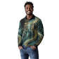 Amun Ancient Egyptian Long Sleeve Polo Shirt with Mystical Smoke Swirl Pattern, Fiery Ram Head, and Hieroglyphic - African Pride
