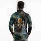 Amun Ancient Egyptian Long Sleeve Polo Shirt with Mystical Smoke Swirl Pattern, Fiery Ram Head, and Hieroglyphic - African Pride