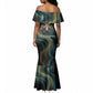 Amun Ancient Egyptian Mermaid Dress with Mystical Smoke Swirl Pattern, Fiery Ram Head, and Hieroglyphic - African Pride